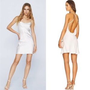 Bloggers Favorite Zara White Satin Effect Cowl Neck Backless Mini Slip Dress XS